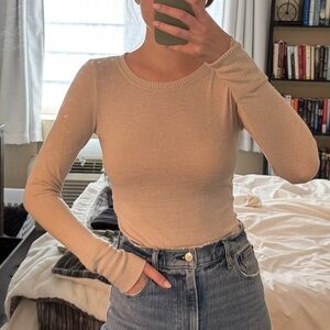 Abercrombie | Women's Cream Long Sleeve Sweater Bodysuit